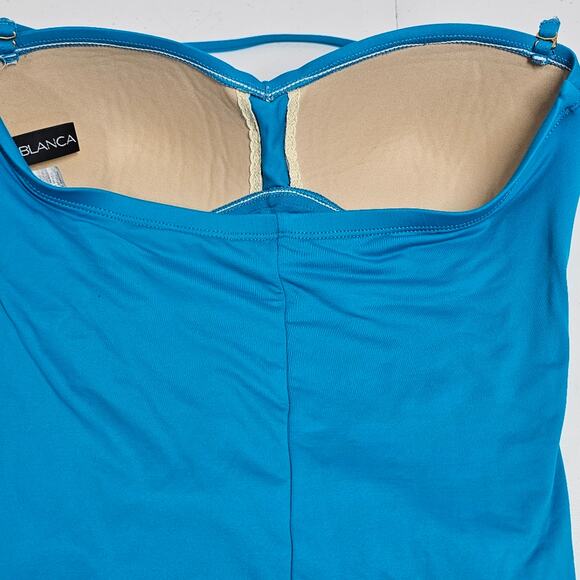 La Blanca Island Goddess Bandeau One-Piece Turquoise Swimsuit Size 8 - Picture 5 of 7